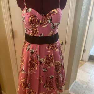 Twenty One  21 Pink and Black Floral Dress